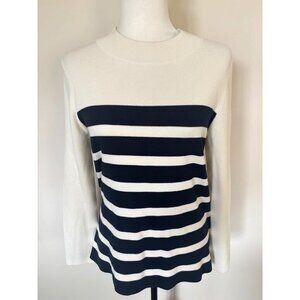GREAT PLAINS London Womens Size 4 Soft Viscose Knit White Navy Blue Stripes